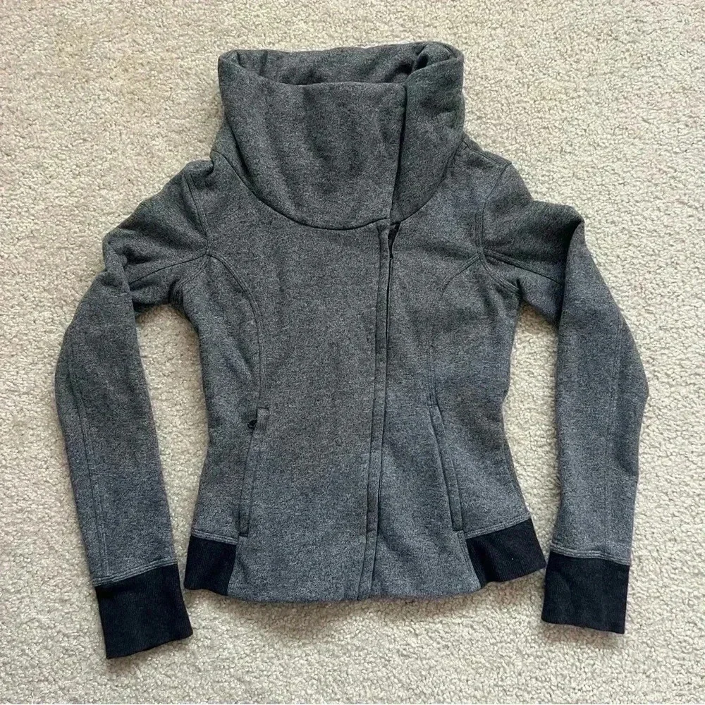 Lululemon Karmacollected Jacket Sweater Heathered Speckled Gray Black 6 W4F16S